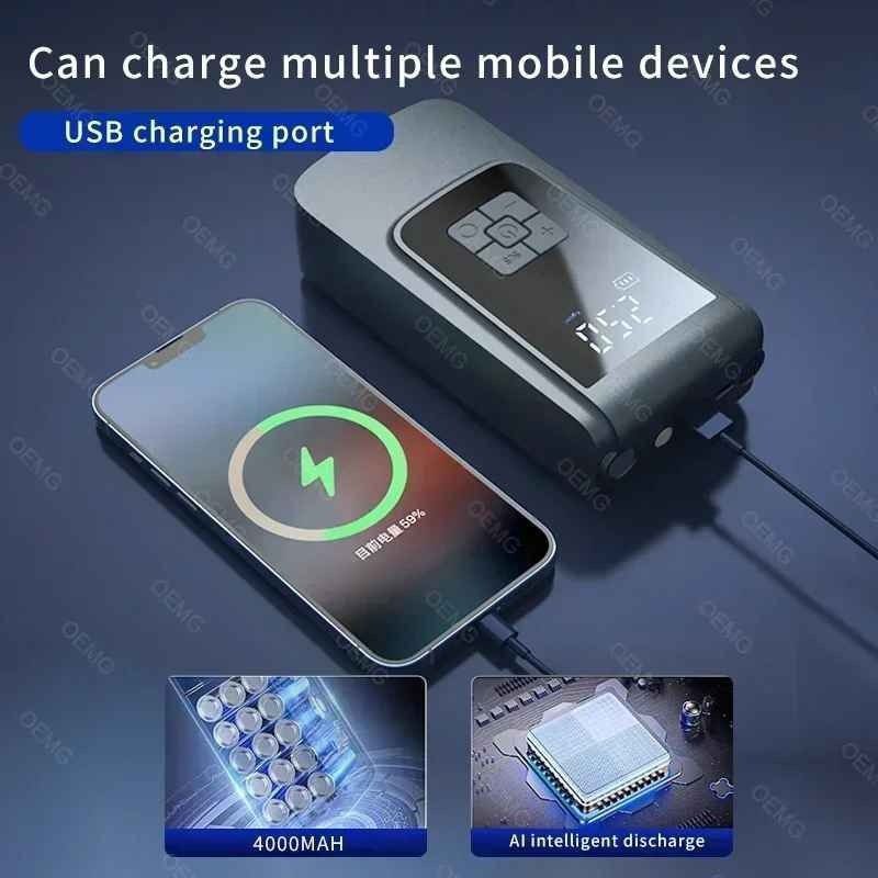 Gonfleur de pneus sans fil à charge rapide avec une puissance forte pour les voitures, les motos