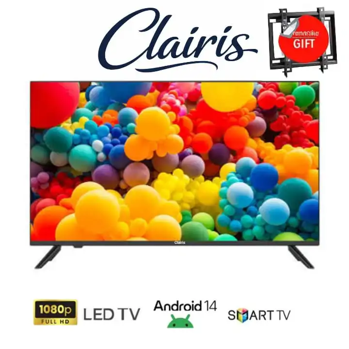 Clairis Smart TV 40" – Full HD – Android 14 – Wi-Fi & Bluetooth – Récepteur Intégré + Support Mural Offert