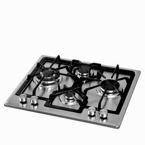 Active chef Plaque Encastrable À Gaz - 4 Feux 60 cm Inox Grilles En Fonte Renforcée Allumage Électrique