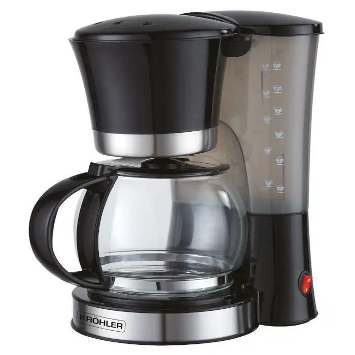 Machine à café - KRÖHLER - PECM-123 - 12 tasses - Système anti-gouttes - Carafe en verre