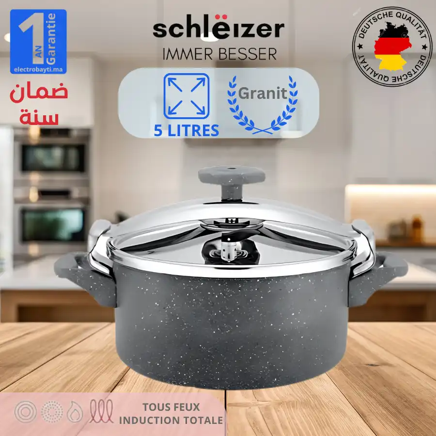 schlëizer - Cocotte Minute - Autocuiseur - Revêtement Granit - 5 Litres