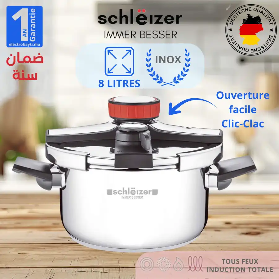 schlëizer - Cocotte Minute - Autocuiseur À Pression - Inox Clic-Clac - 8 Litres