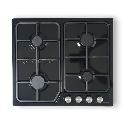 Venezia Plaque De Cuisson en Fonte 4 Feux À Gaz Électrique 60cm - Noir