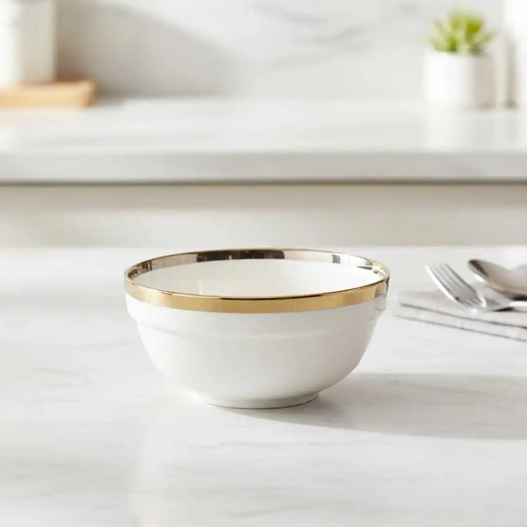 Bol en Porcelaine - AYA HOME - 12 cm - Détails dorés - Compatible lave-vaisselle