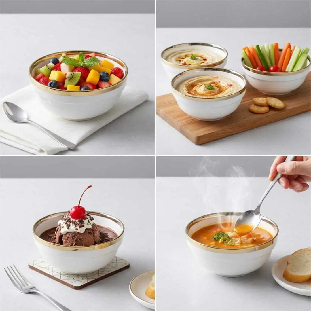 Bol en Porcelaine - AYA HOME - 12 cm - Détails dorés - Compatible lave-vaisselle