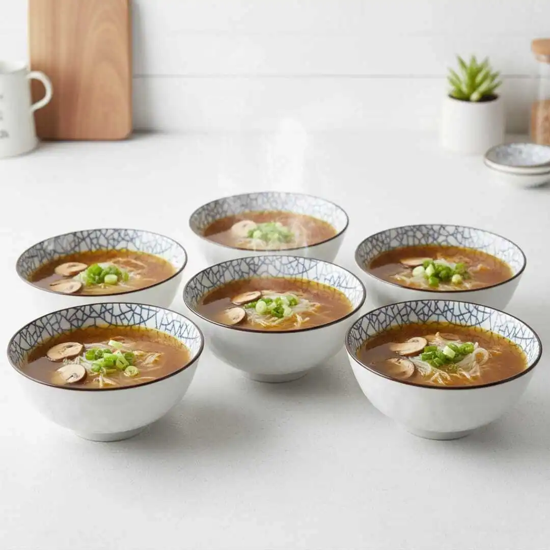 6 Bols détail bleu -Bol en Porcelaine - AYA HOME - 11cm - Détails couleur - Compatible lave-vaisselle