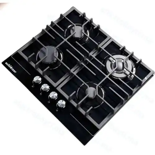 Schlëizer Plaque De Cuisson – À Gaz – 4 Feux – En Verre