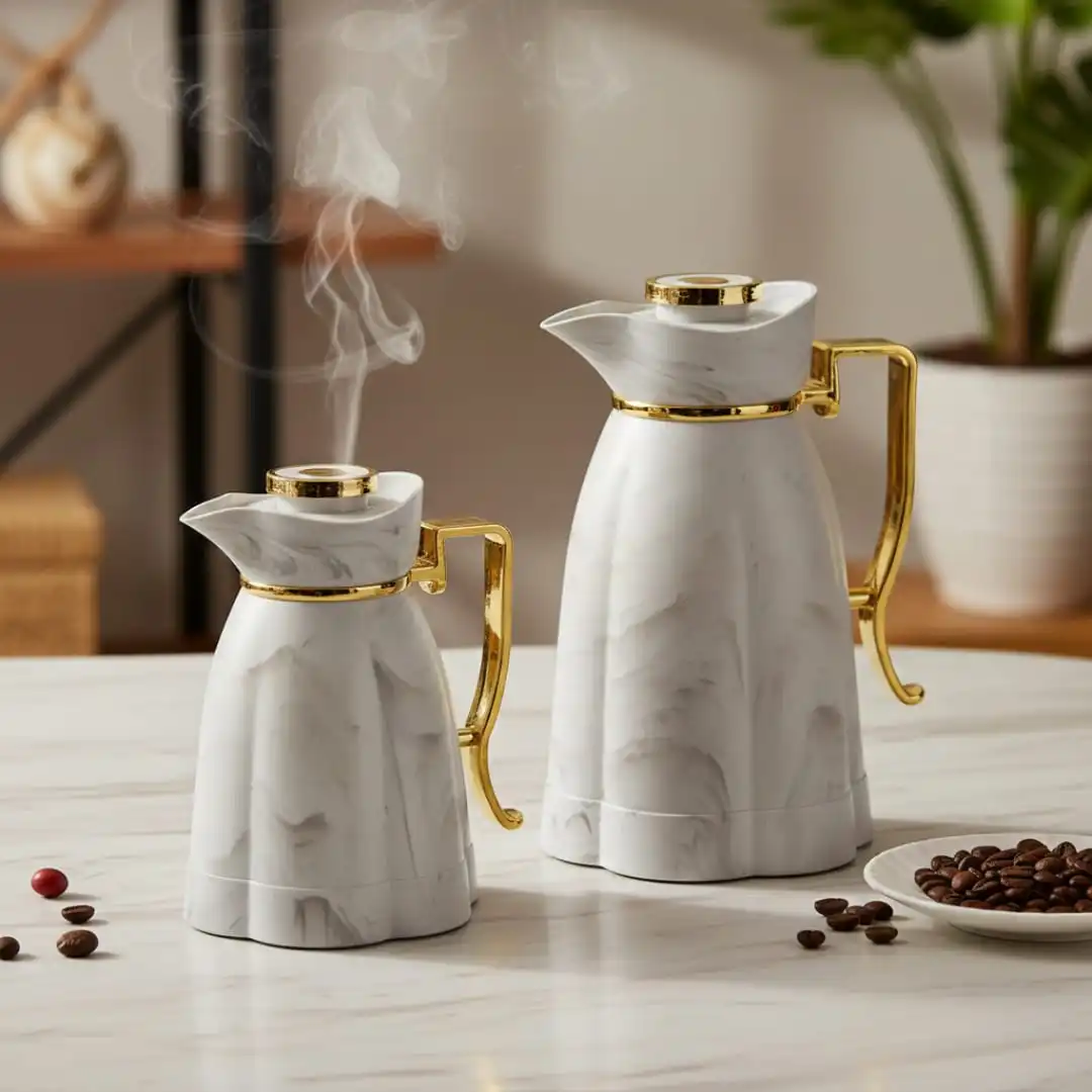 Duo de Thermos Marbré 1L et 0,6 L – Élégance & Performance 12H-haute qualité