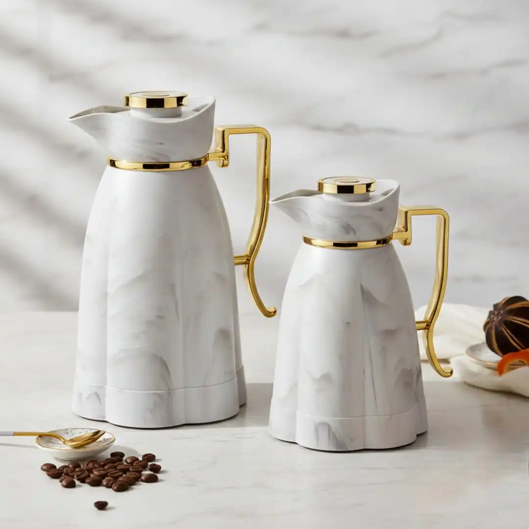 Duo de Thermos Marbré 1L et 0,6 L – Élégance & Performance 12H-haute qualité