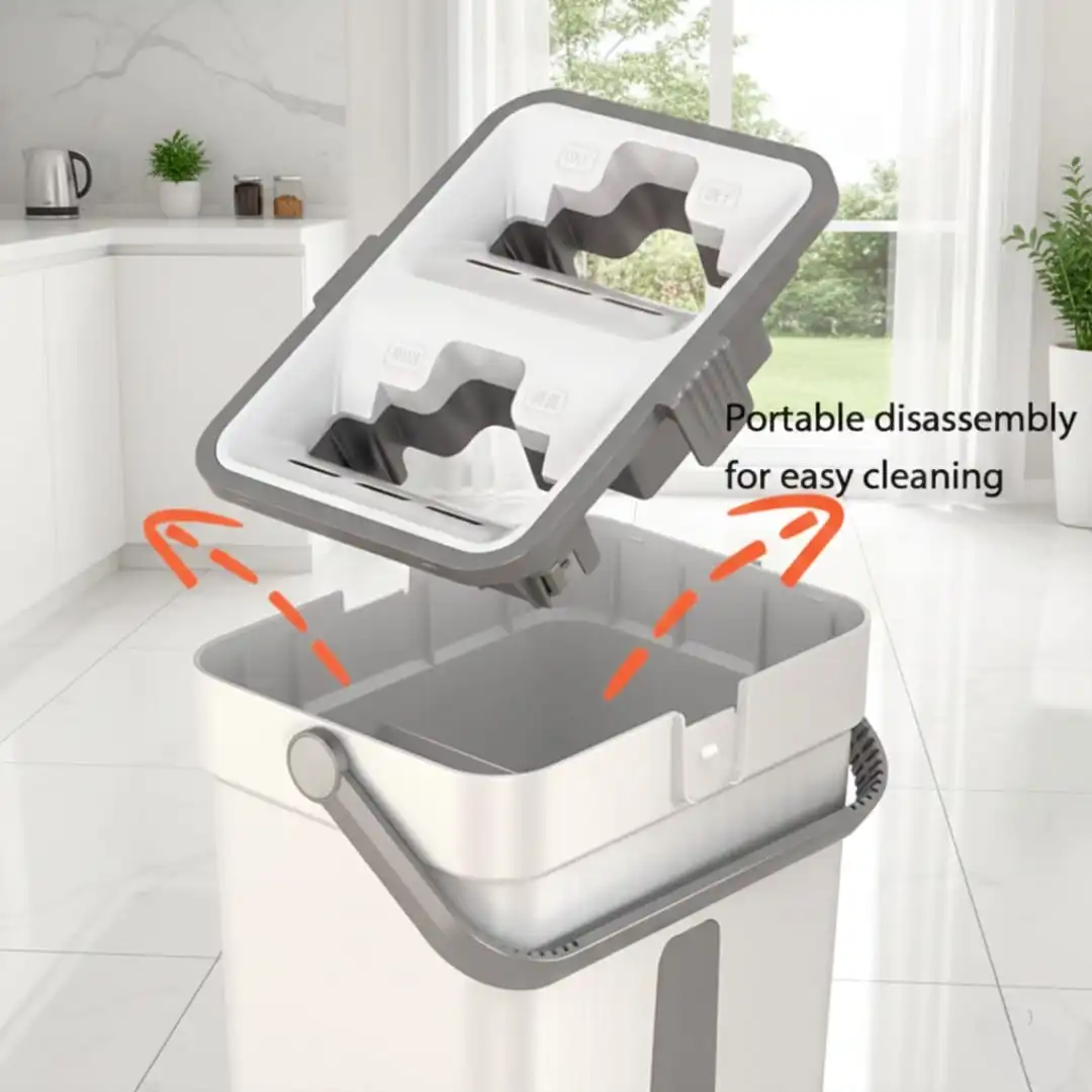 Serpillère seau &essoreuse,2 recharges ser- réutilisables-système de nettoyage du sol