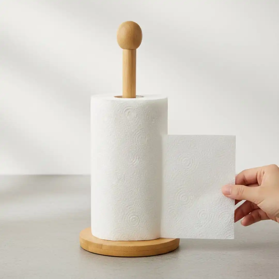 Support d'Essuie-Tout Design en Bambou Naturel-Aya Home