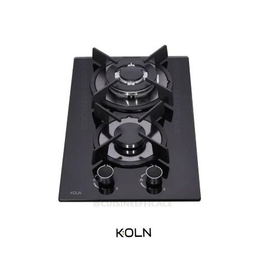 K:OLN Plaque de cuisson en verre posable ou encastrable 2 feux à gaz électrique noir