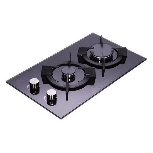 K:OLN Plaque de cuisson en verre posable ou encastrable 2 feux à gaz électrique noir