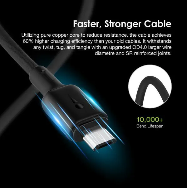 oraimo PowerCube 2 Chargeur de type européen 5,0 V/2 A avec câble micro-USB Vers Lightning