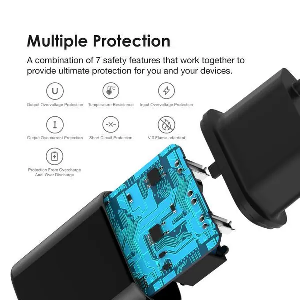 oraimo PowerCube 2 Chargeur de type européen 5,0 V/2 A avec câble micro-USB Vers Lightning