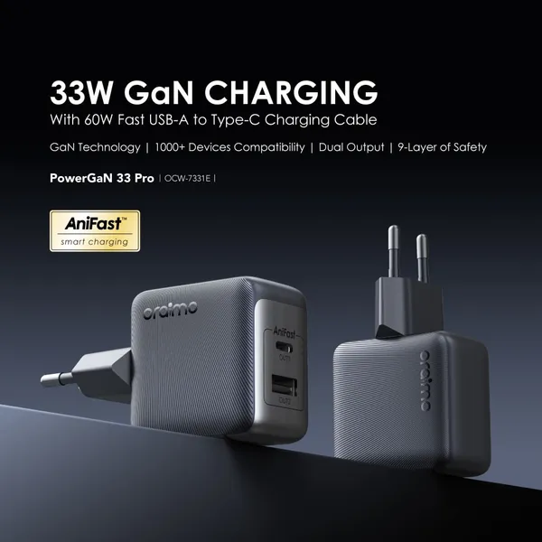 oraimo PowerGaN 33 Pro 33W GaN Wall Charger