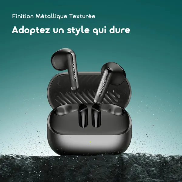 oraimo SpaceBuds Air+ Écouteurs True Wireless avec Finition Métallique et Résistance IPX4