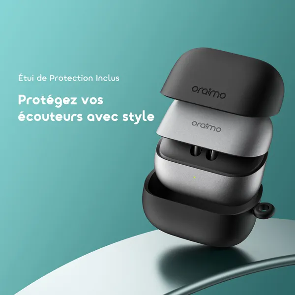 oraimo SpaceBuds Air+ Écouteurs True Wireless avec Finition Métallique et Résistance IPX4