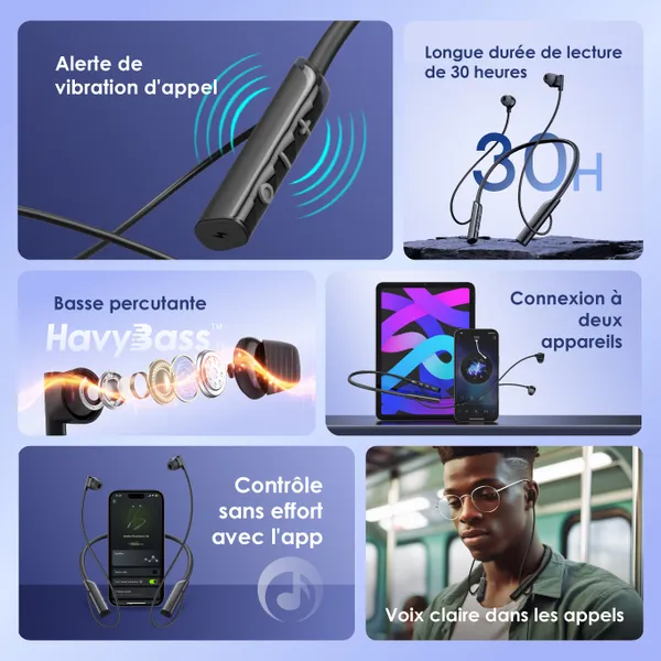 oraimo Necklace Lite Casque sans fil à vibration d'appel