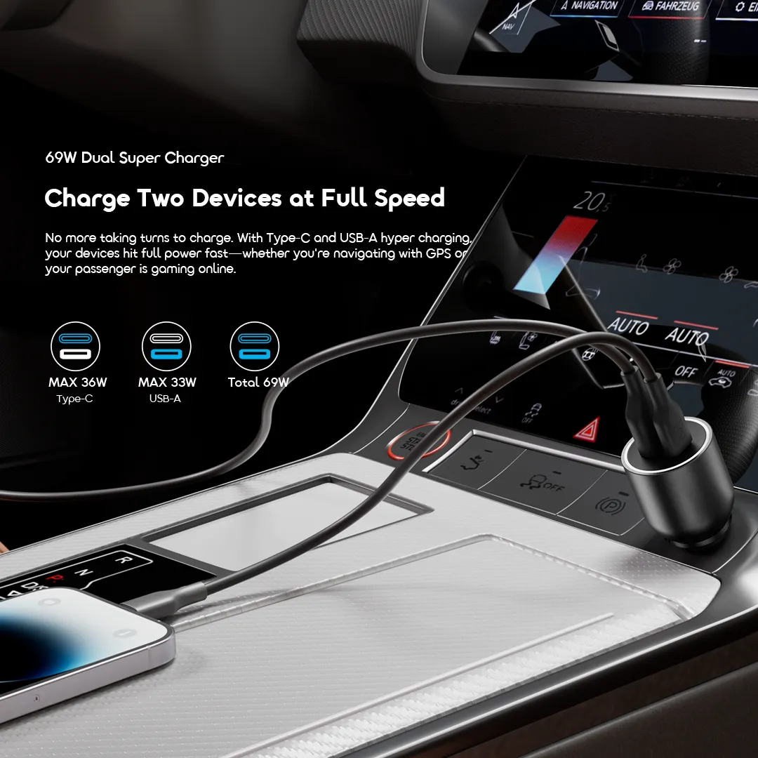 oraimo PowerDrive 7691 Pro 69W Dual Super Car Charger