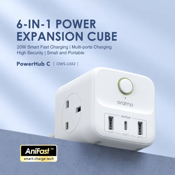 oraimo PowerHub 2 1.5M 6-in-1 Power Cube