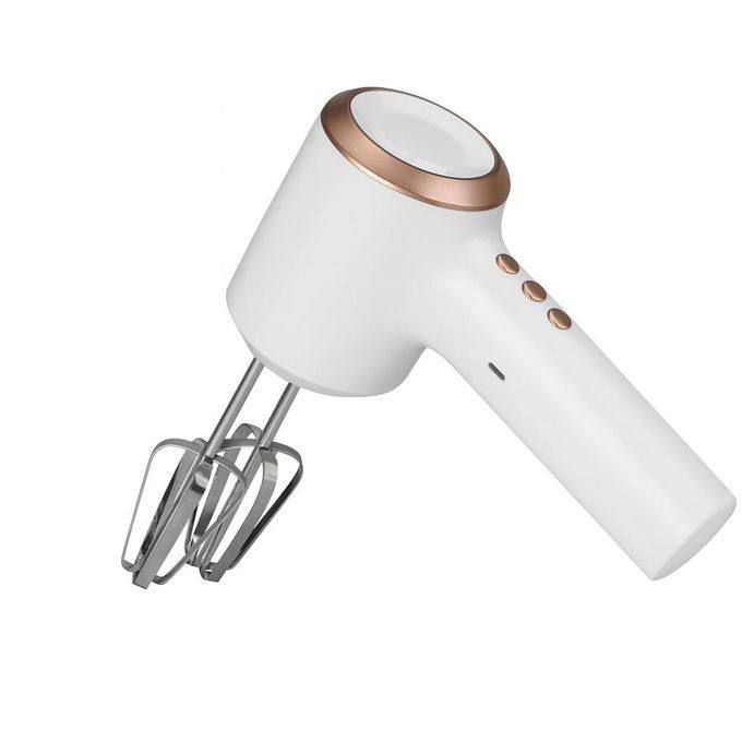 Batteur Électrique 2 en 1 Sans Fil ,Rechargeable USB avec Fouets & Crochets Pétrisseurs – 3 Vitesses – Design Élégant