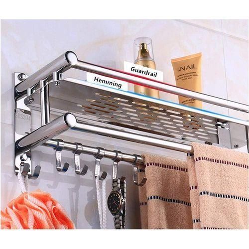 Étagère murale de salle de bain en acier inoxydable à 3 niveaux avec porte-serviettes