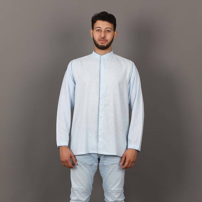 Jabador Maroc Tunique en Lin Randa à la main - Bleu Ciel