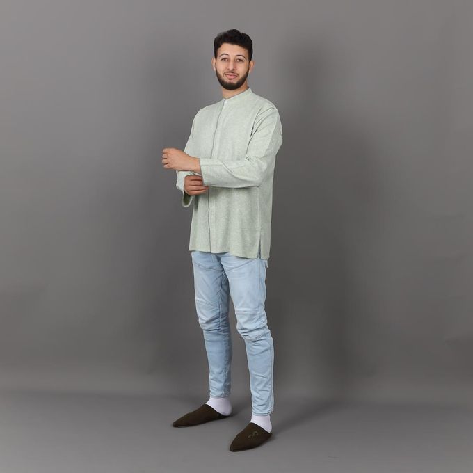 Jabador Maroc Tunique en Lin Randa à la main - vert pistache