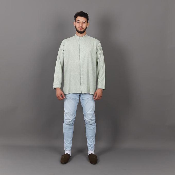 Jabador Maroc Tunique en Lin Randa à la main - vert pistache