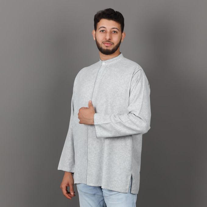 Jabador Maroc Tunique en Lin Randa à la main - Gris Clair