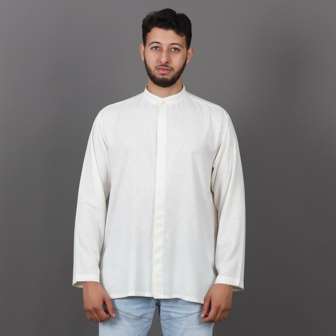 Jabador Maroc Tunique en Lin Randa à la main - Blanc Cassé