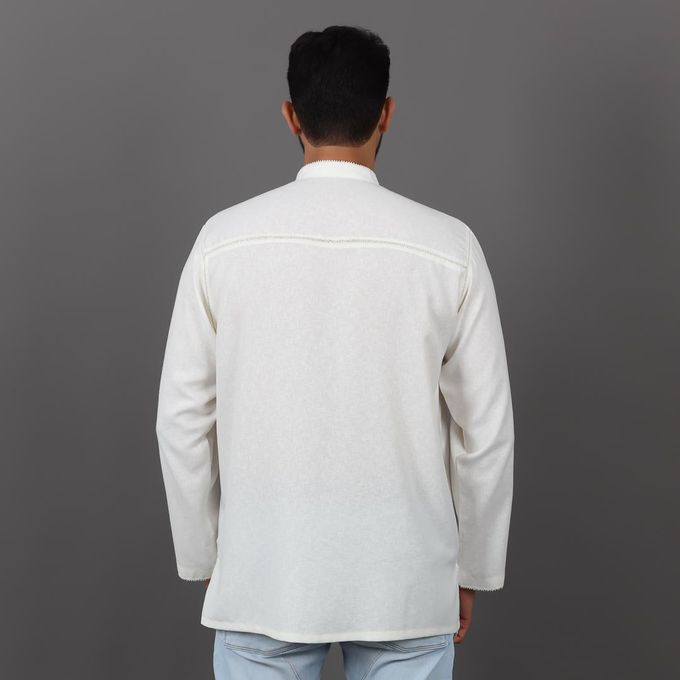 Jabador Maroc Tunique en Lin Randa à la main - Blanc Cassé