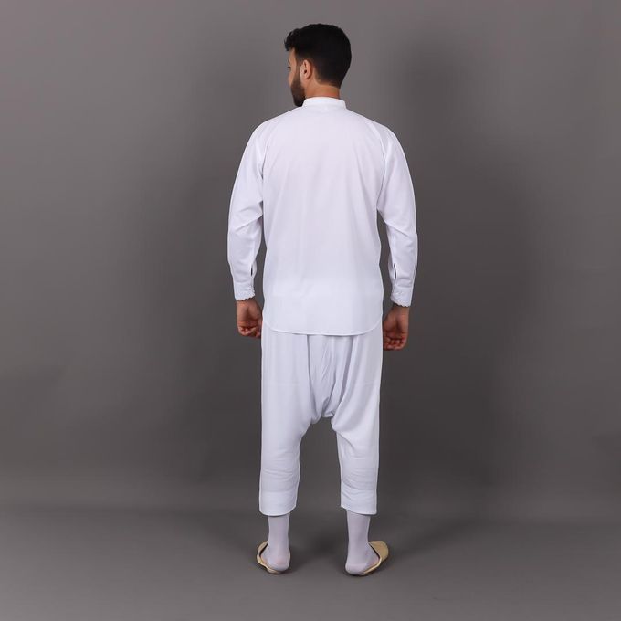 Jabador Maroc Chemise "Dffira" et pantalon kandrissi 100/100 coton -blanc .