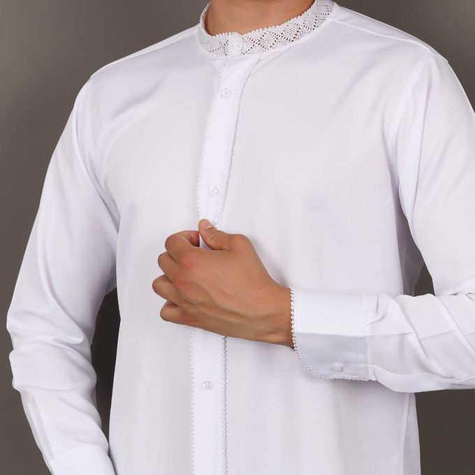 Jabador Maroc Chemise Randa et pantalon kandrissi 100/100 coton -blanc .