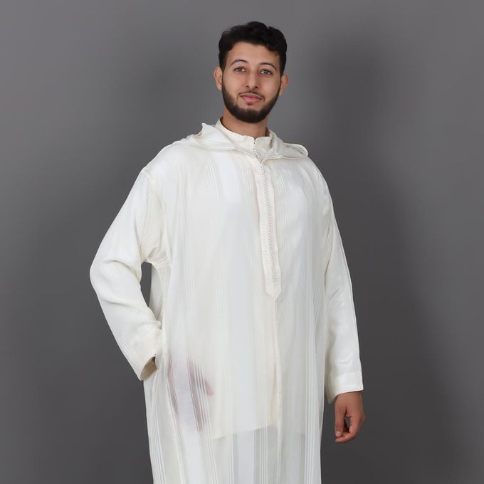 Jabador Maroc Djellaba Chaara à la main haute couture - Blanc cassé