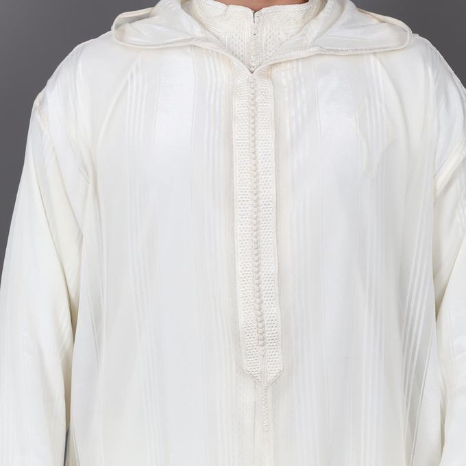 Jabador Maroc Djellaba Chaara à la main haute couture - Blanc cassé