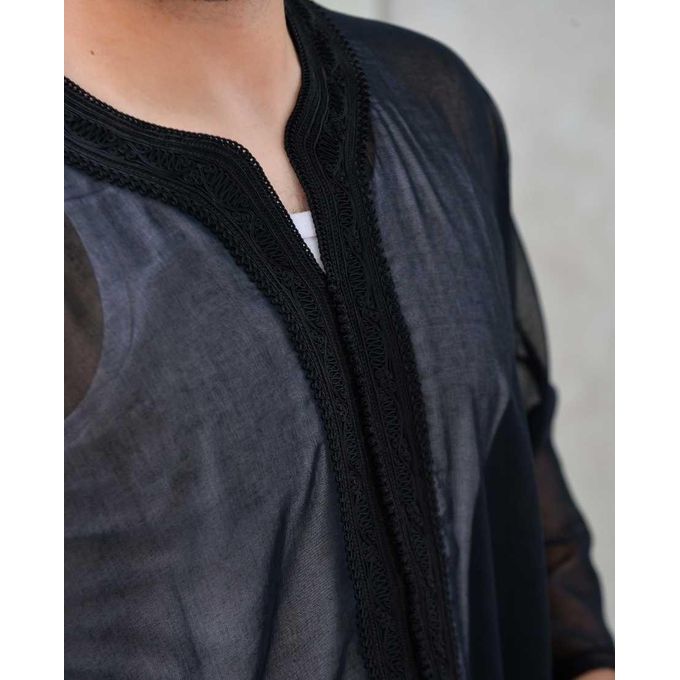 Jabador Maroc Gandoura soussdi a la main haute couture- Noir