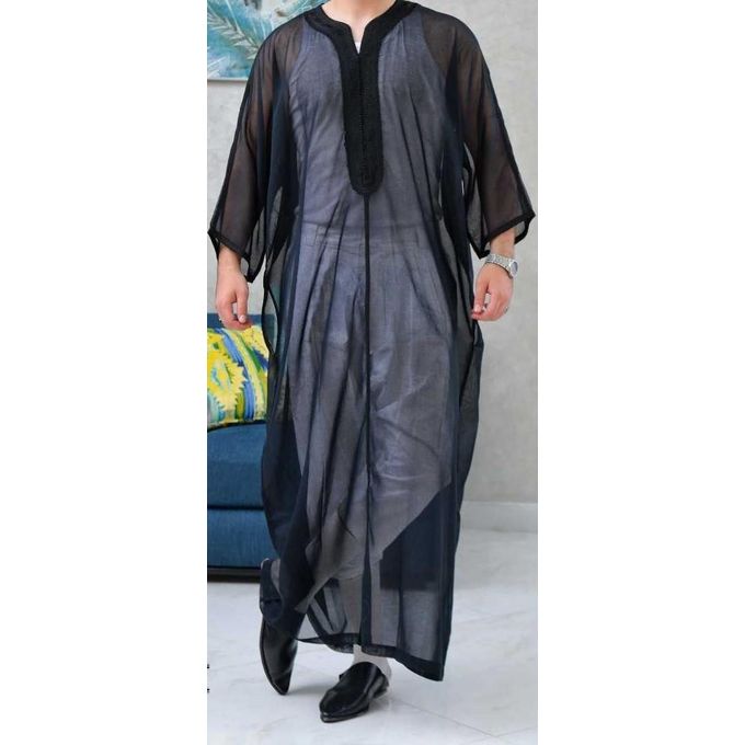 Jabador Maroc Gandoura soussdi a la main haute couture- Noir