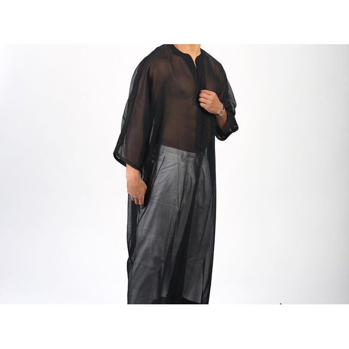 Jabador Maroc Gandoura soussdi a la main haute couture- Noir