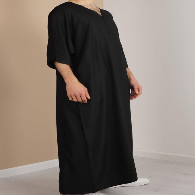 Jabador Maroc Gandoura simple100/100 coton qualité supérieure - Noir