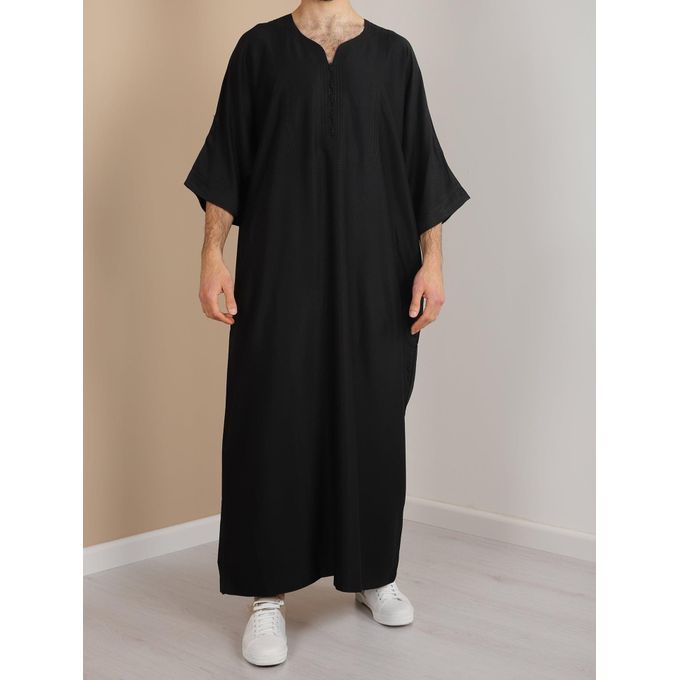 Jabador Maroc Gandoura simple100/100 coton qualité supérieure - Noir