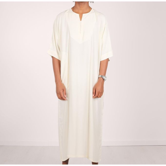 Jabador Maroc Gandoura simple100/100 coton qualité supérieure -blanc cassé