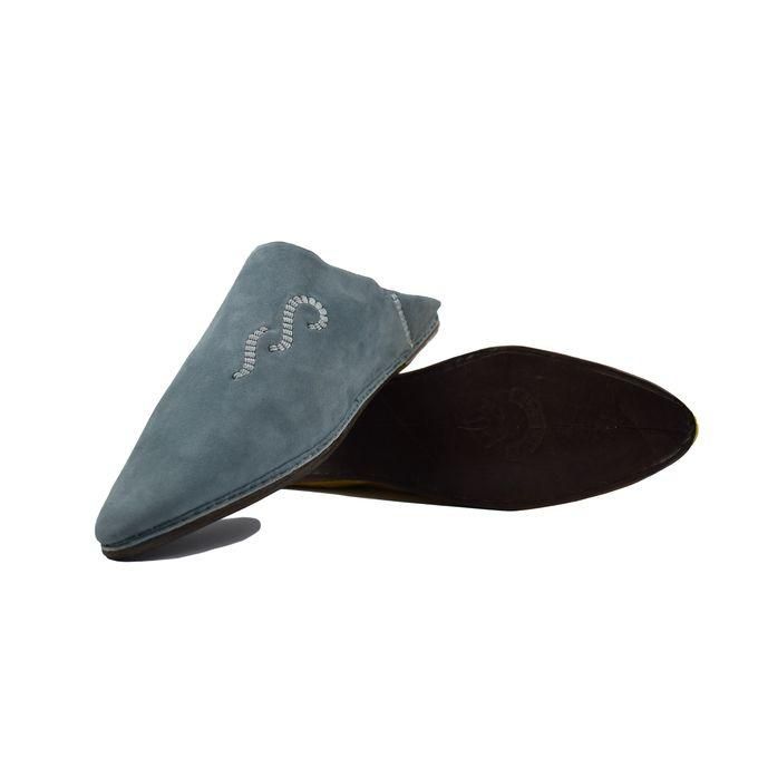 Jabador Maroc Babouche Daim Premium - Bleu ciel