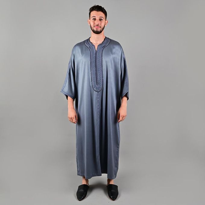 Jabador Maroc Gandoura MLIFA a la main haute couture - Gris