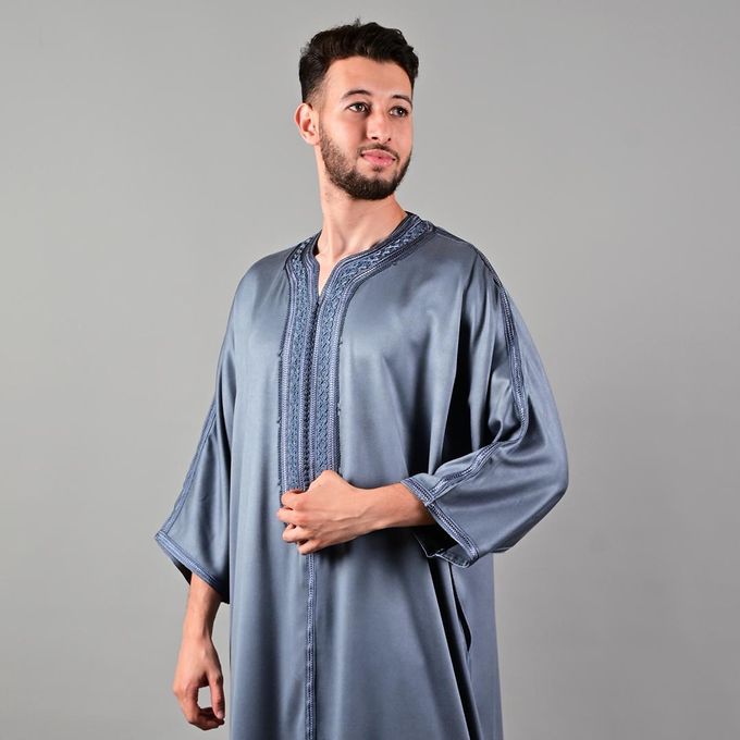 Jabador Maroc Gandoura MLIFA a la main haute couture - Gris