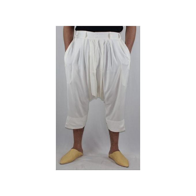 Jabador Maroc Pantalon kandrissi 100/100 coton -blanc cassé