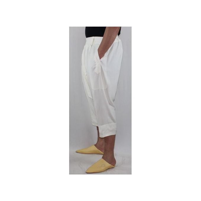 Jabador Maroc Pantalon kandrissi 100/100 coton -blanc cassé