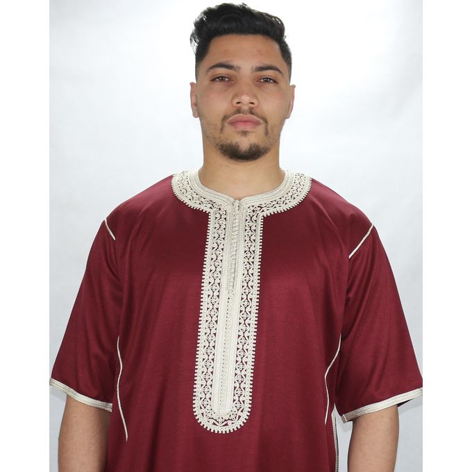 Jabador Maroc Caftan Anbar haute qualité Homme - Grenat