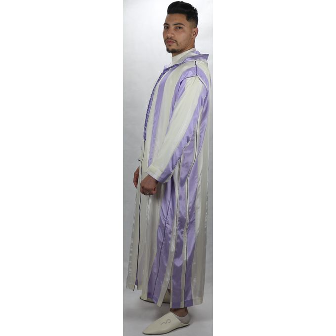 Jabador Maroc Djellaba شعرة a la main haute couture - mauve